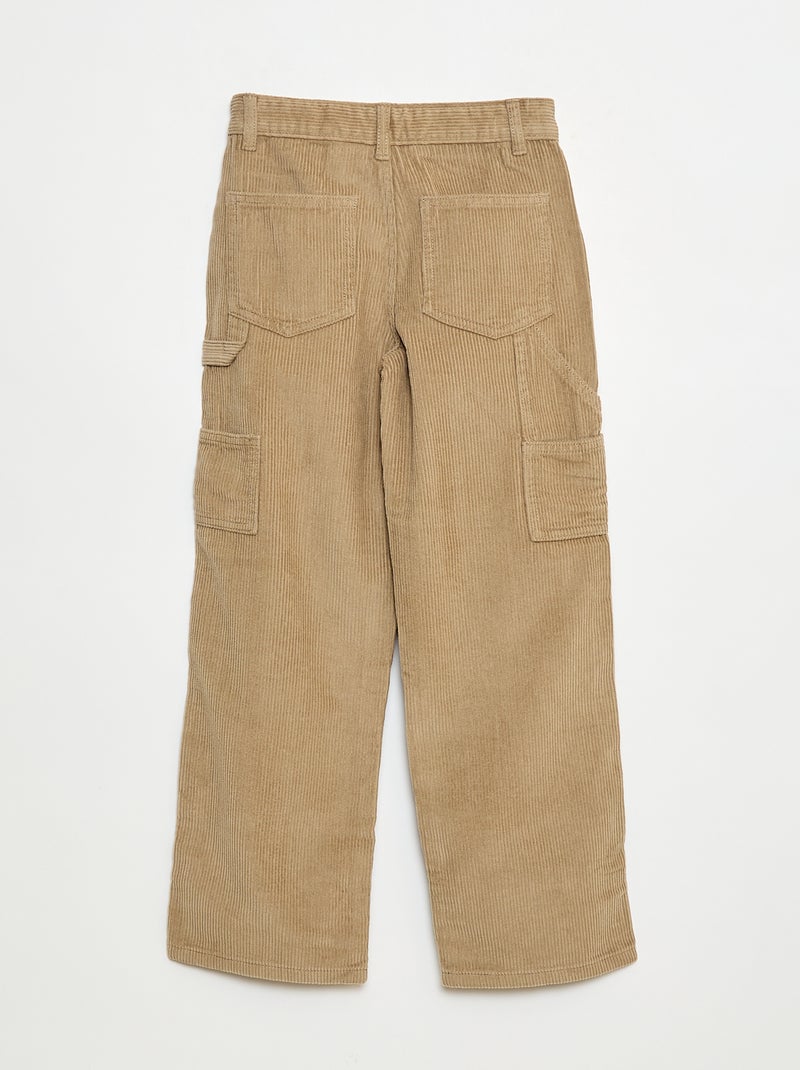 Pantalon large en velours uni Marron - Kiabi