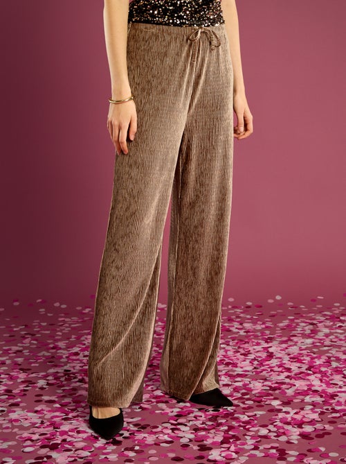 Pantalon large en velours uni - Kiabi