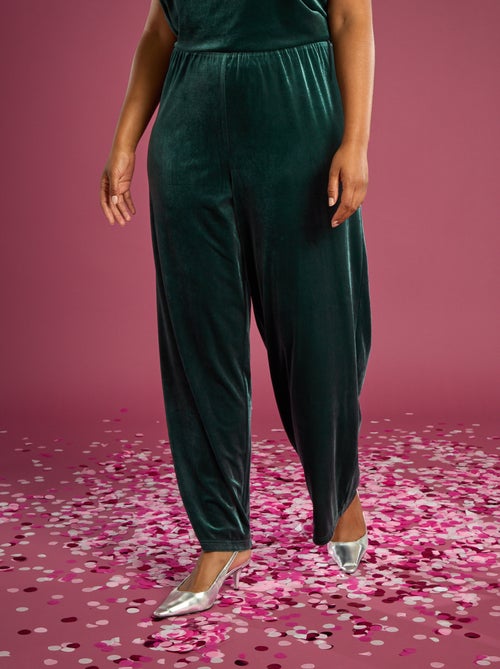 Pantalon large en velours uni - Kiabi