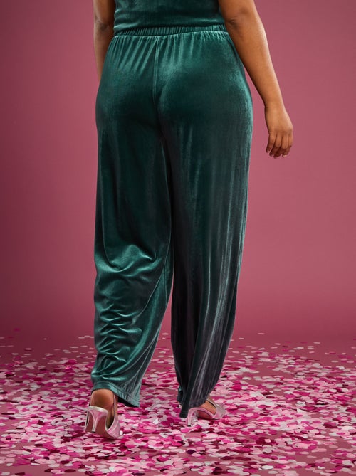 Pantalon large en velours uni - Kiabi