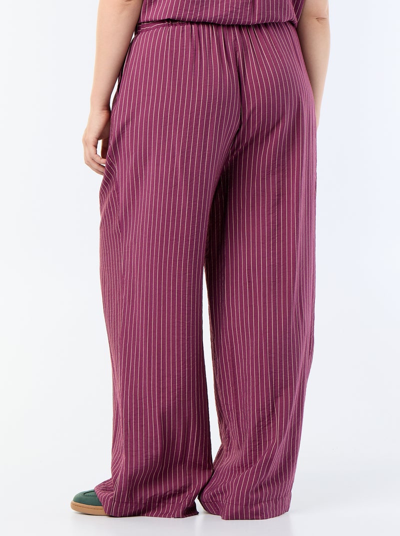 Pantalon large en viscose fluide Marron - Kiabi