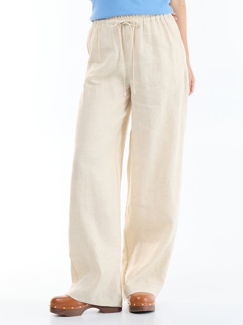 Pantalon large femme en 100% lin - Kiabi