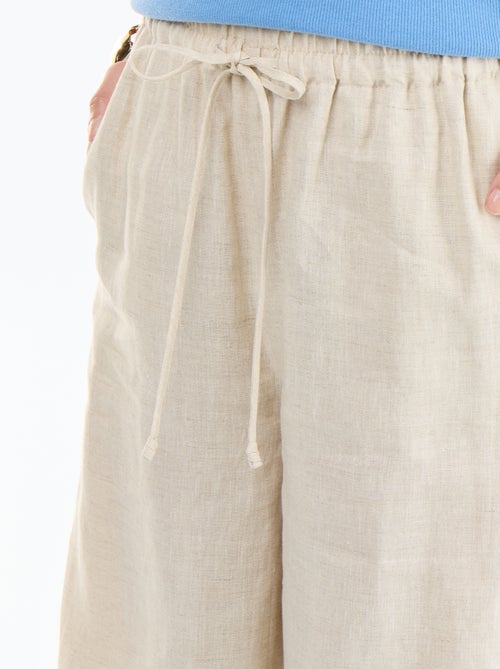 Pantalon large femme en 100% lin - Kiabi