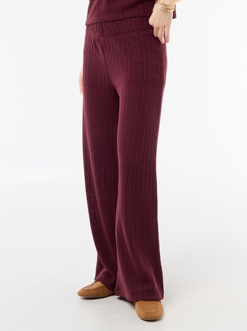 Pantalon large femme en maille légère - Kiabi