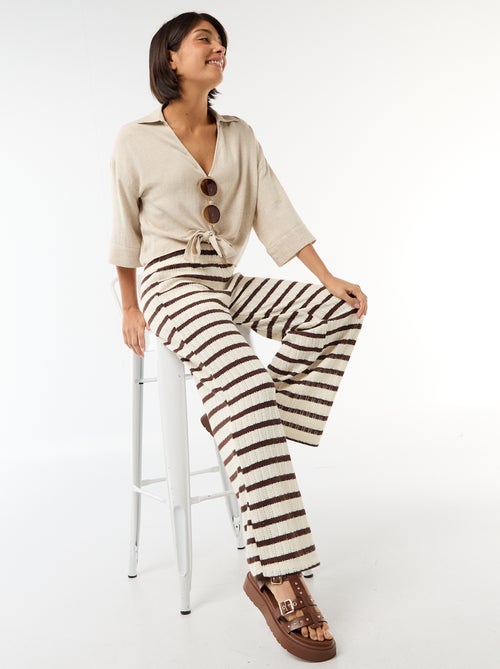 Pantalon large femme maille légère - Kiabi