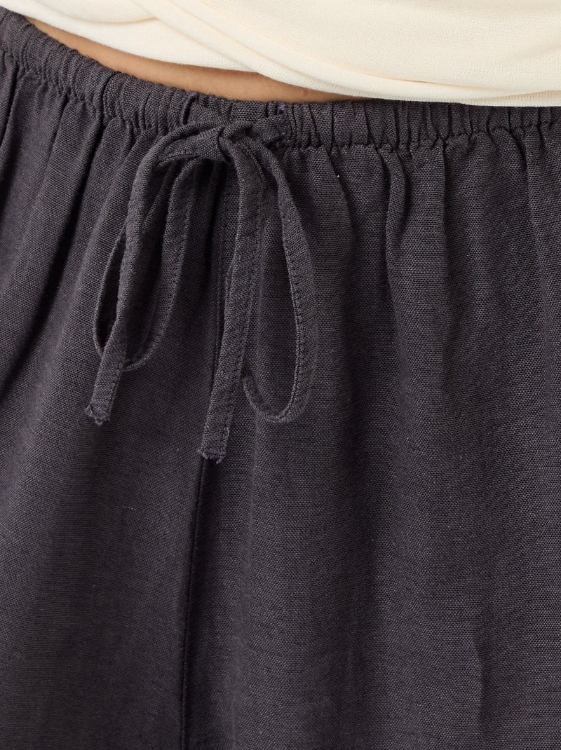 Pantalon large femme taille élastiquée à bas resserré Gris - Kiabi