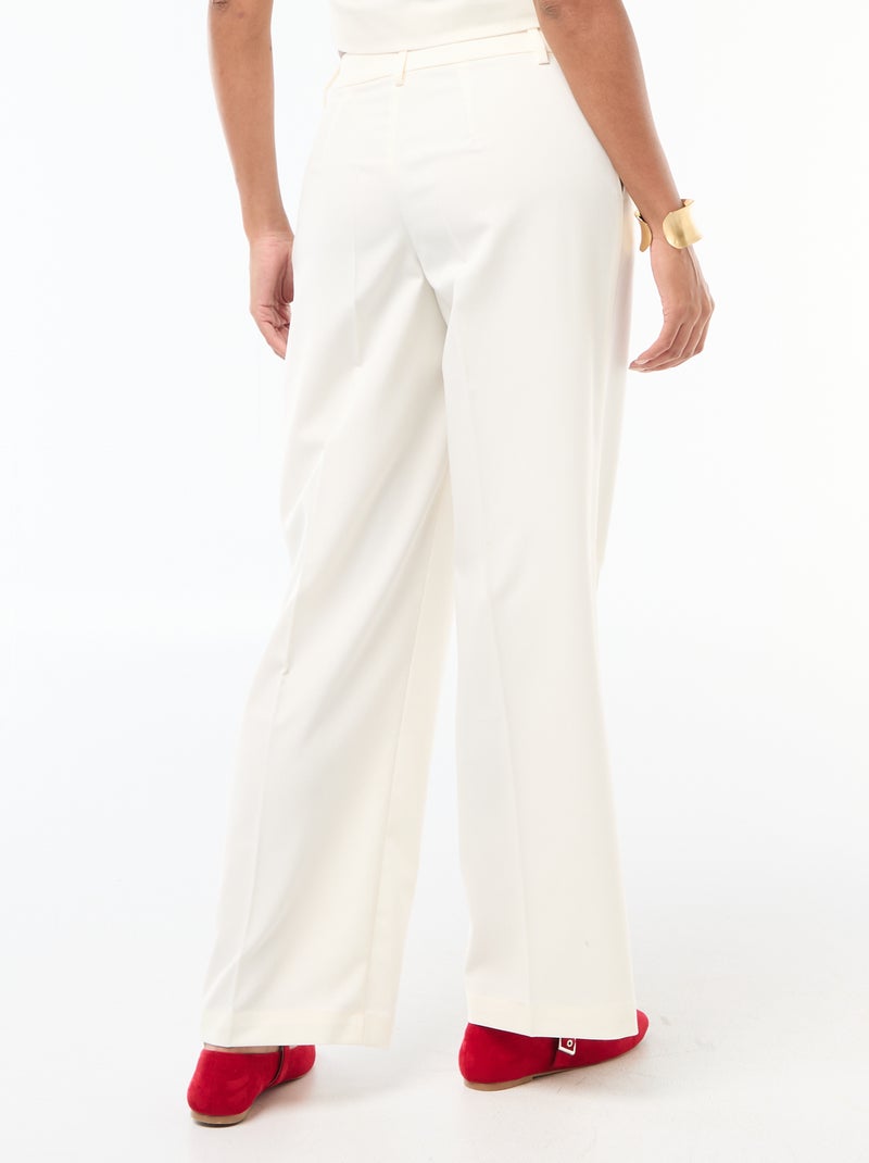 Pantalon large fluide uni Blanc - Kiabi