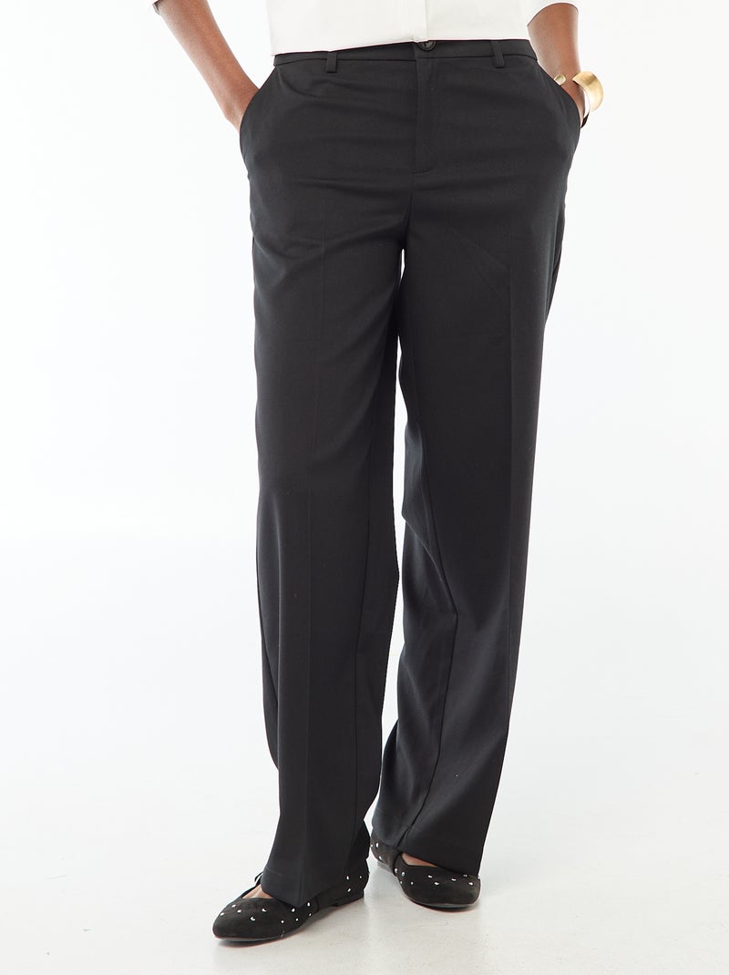Pantalon large fluide uni Noir - Kiabi