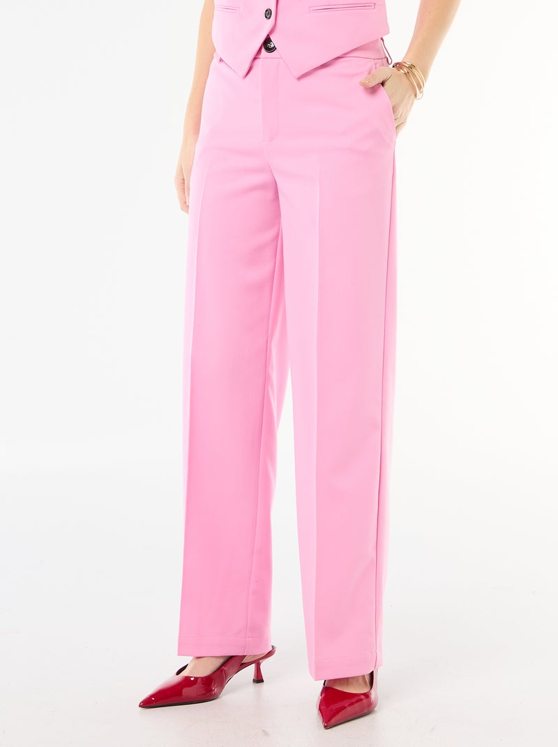 Pantalon large fluide uni Rose - Kiabi