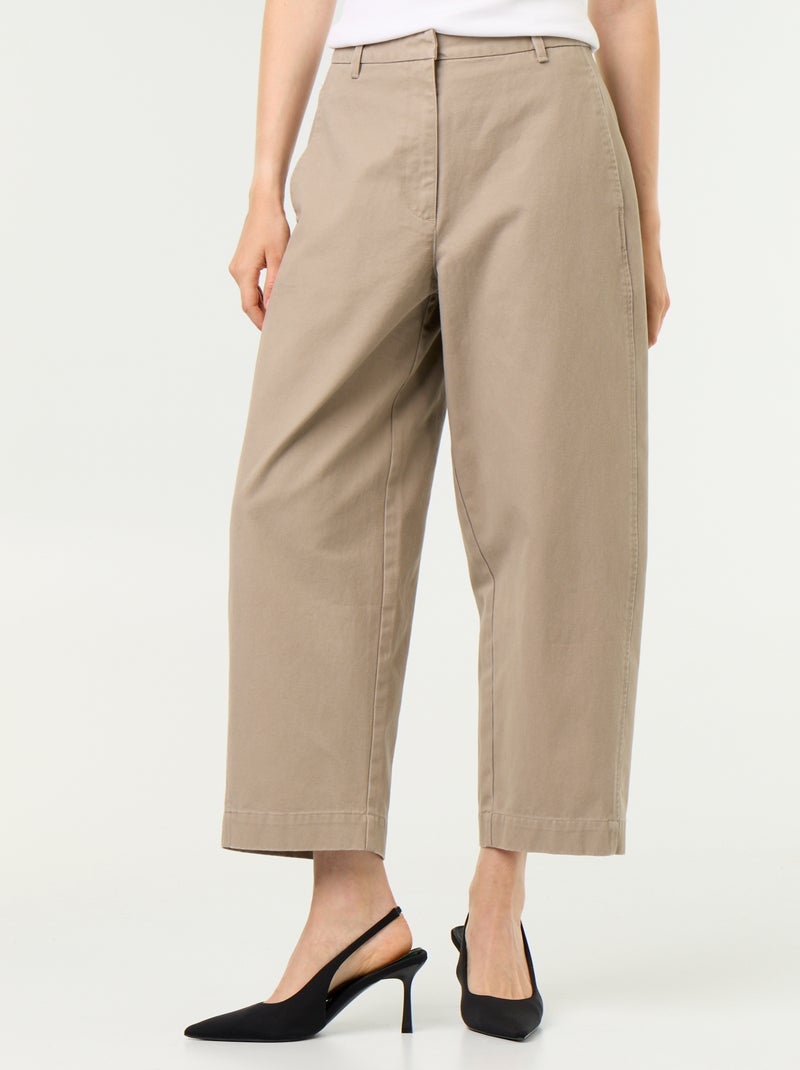 Pantalon large forme barrel Taupe - Kiabi