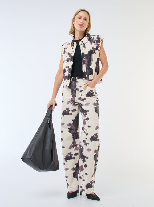 Pantalon large imprimé vache - Kiabi