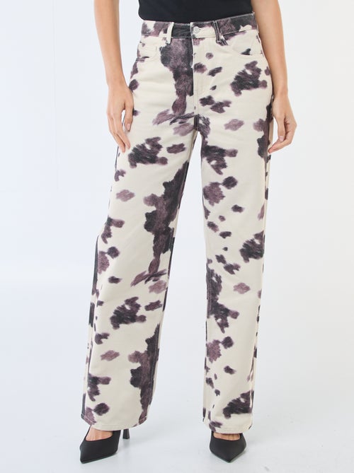 Pantalon large imprimé vache - Kiabi