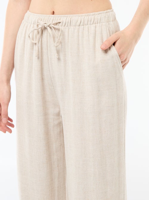 Pantalon large pour femme à taille élastiquée - Kiabi