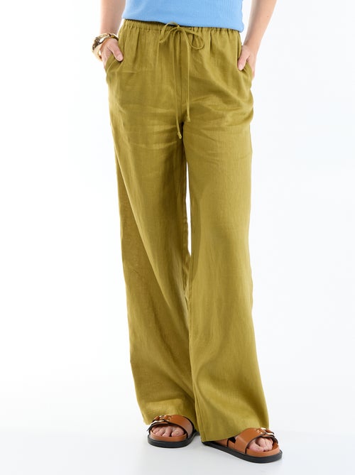 Pantalon large pour femme à taille élastiquée - Kiabi