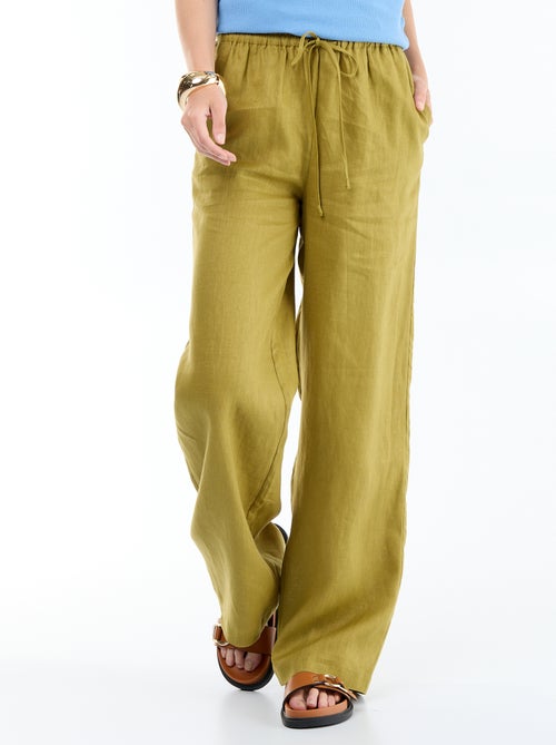 Pantalon large pour femme à taille élastiquée - Kiabi