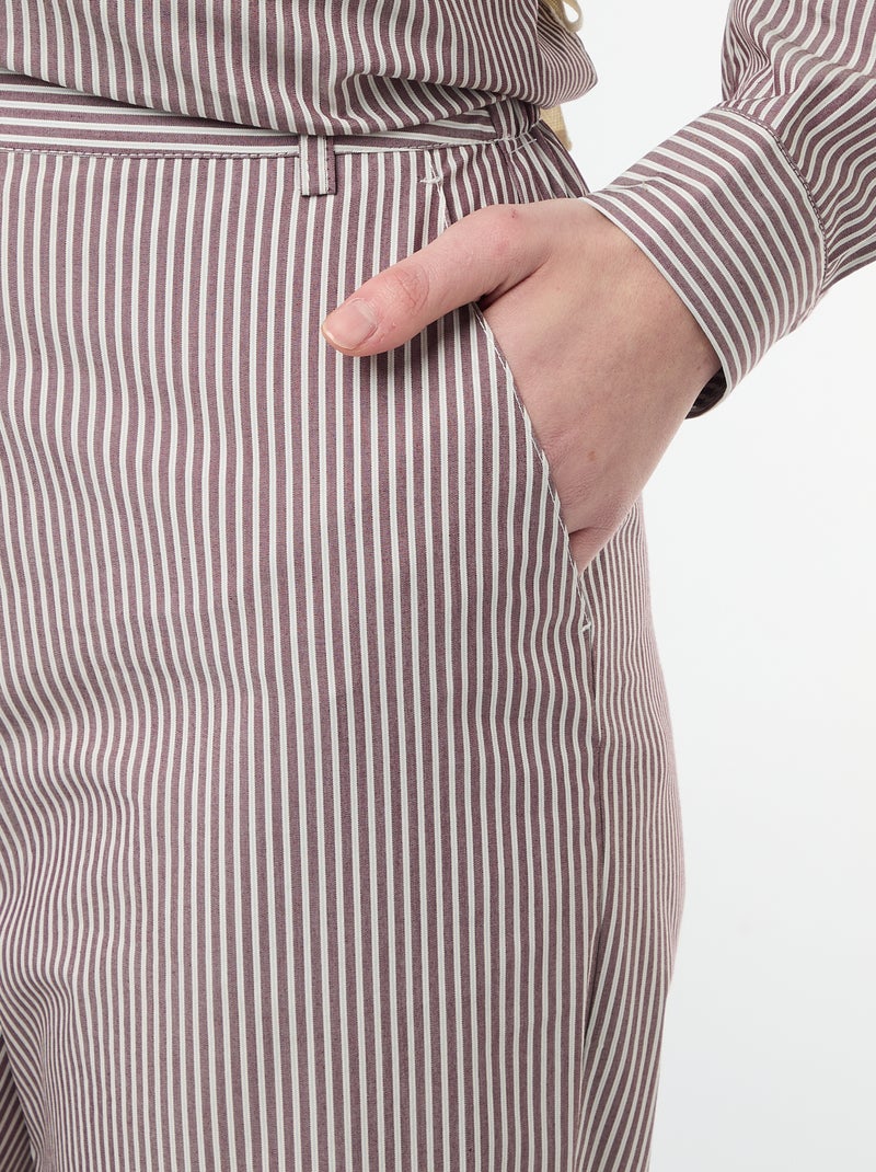 Pantalon large rayé Beige - Kiabi