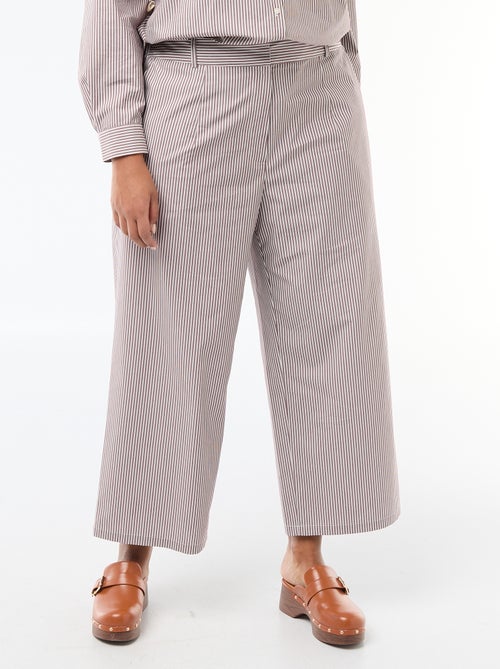Pantalon large rayé en popeline - Kiabi