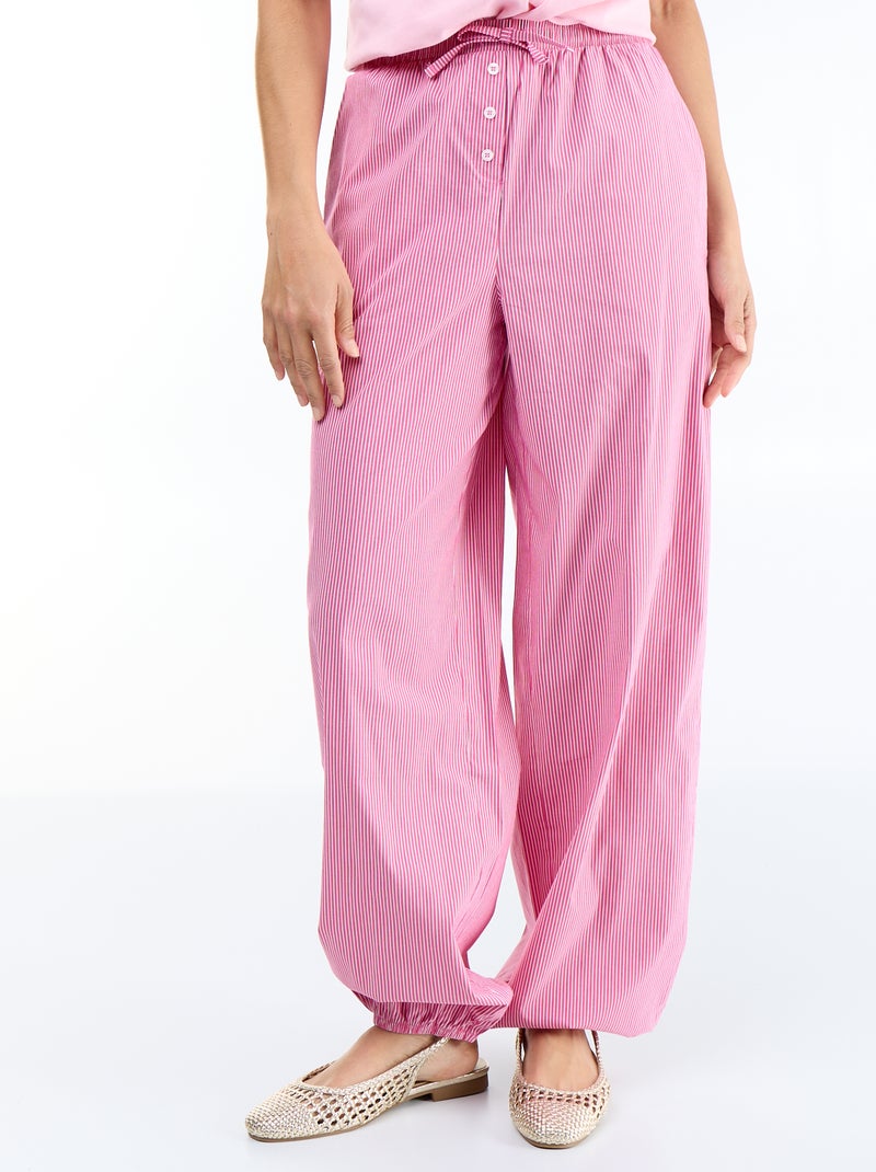 Pantalon large rayé forme balloon Rose - Kiabi