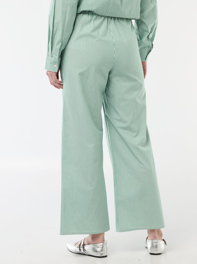 Pantalon large rayé Vert - Kiabi