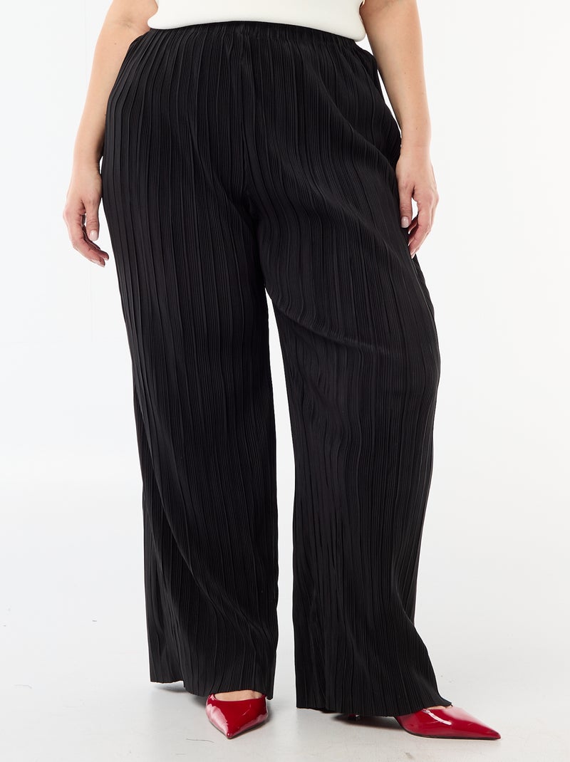 Pantalon large stretch côtelé Noir - Kiabi