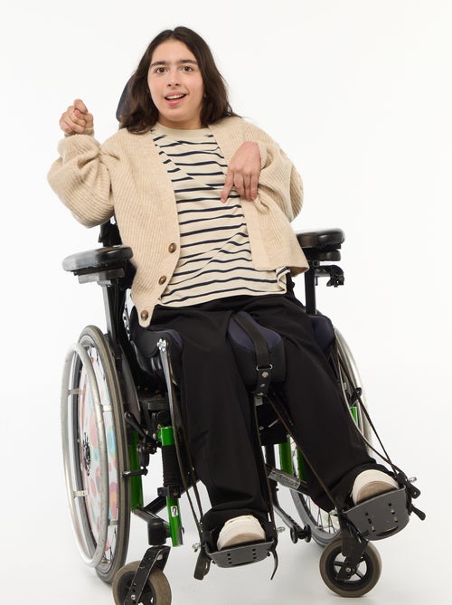 Pantalon large taille haute - collection facile à enfiler - Kiabi