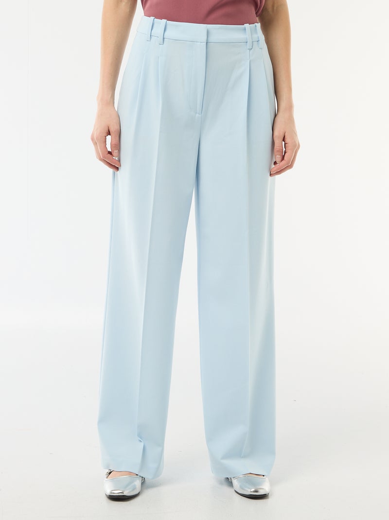 Pantalon large taille haute à 5 poches Bleu - Kiabi