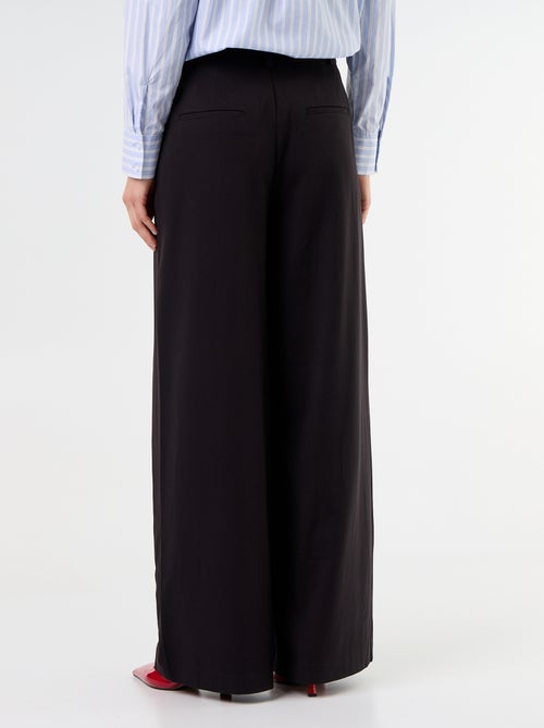 Pantalon large taille haute à pinces - Kiabi