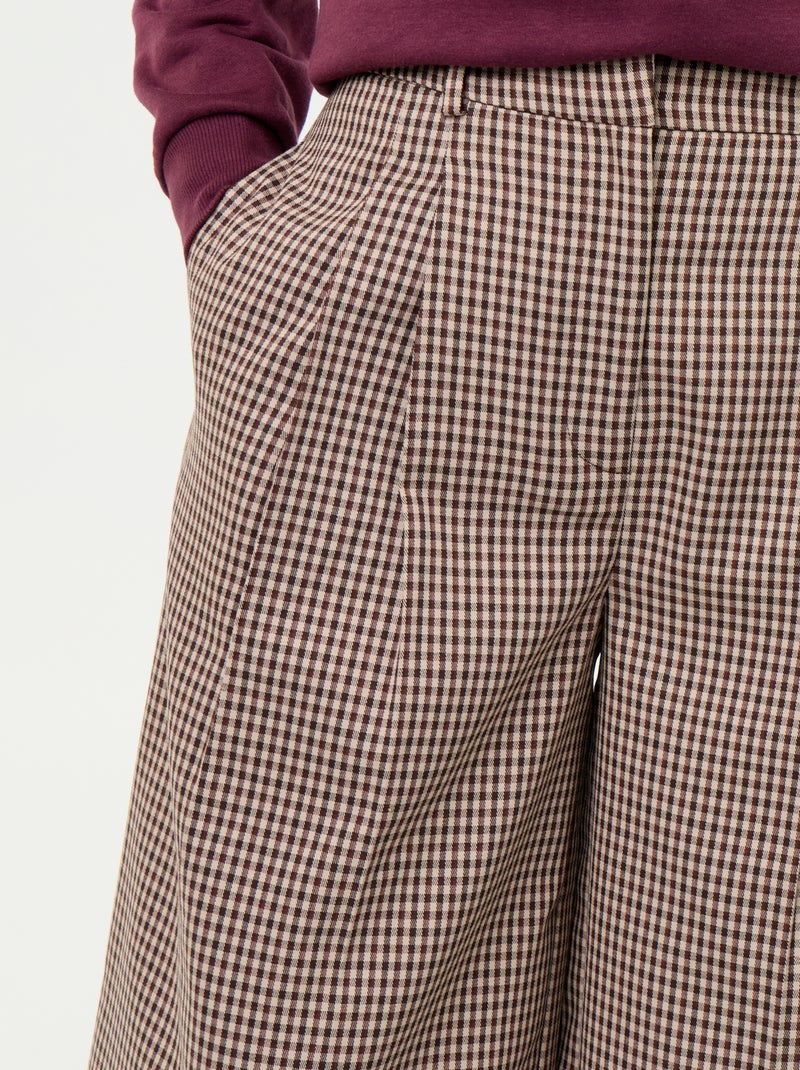 Pantalon large taille haute Marron - Kiabi