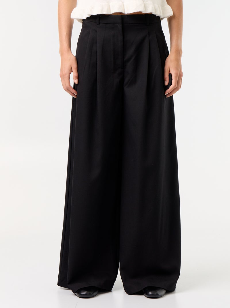 Pantalon large taille haute Noir - Kiabi