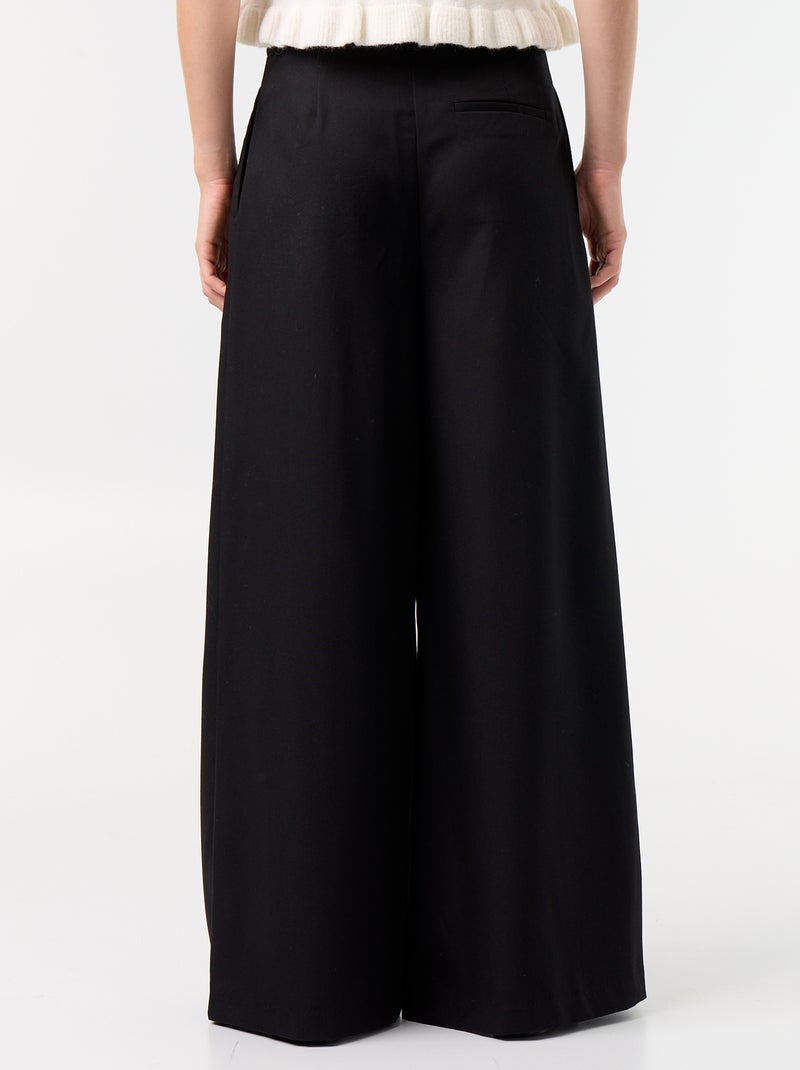 Pantalon large taille haute Noir - Kiabi