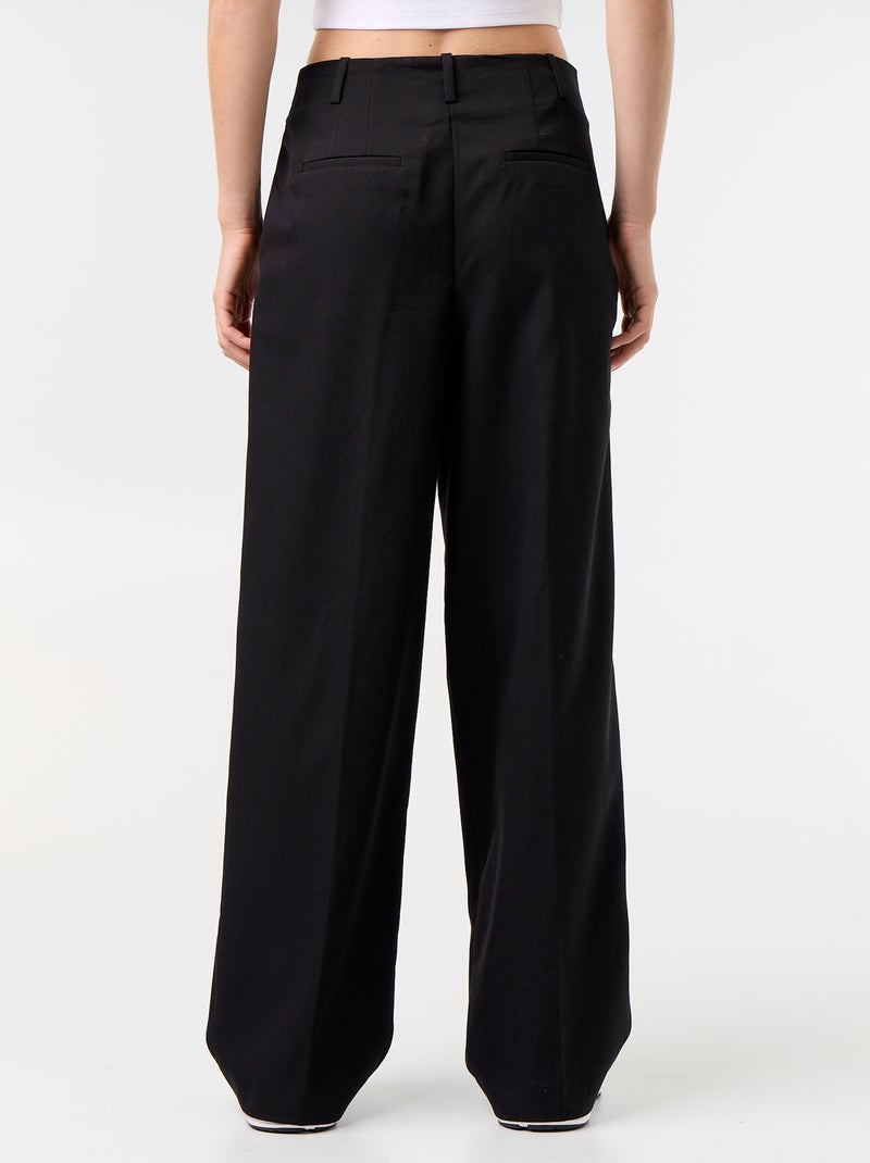 Pantalon large taille haute Noir - Kiabi