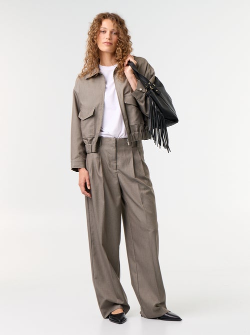 Pantalon large taille haute - Kiabi