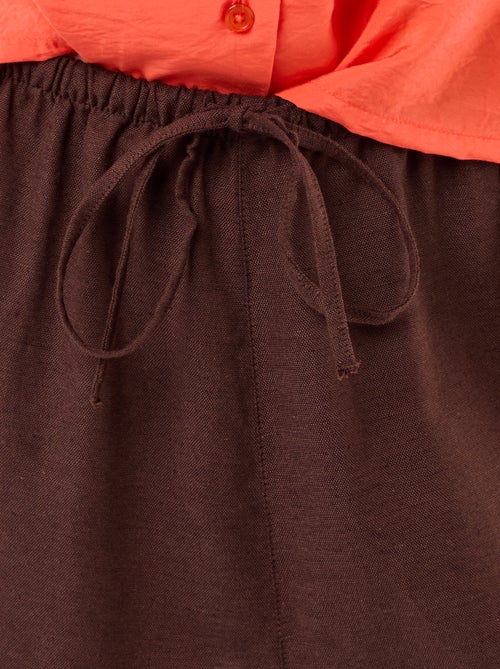 Pantalon large uni ceinture élastiquée - Kiabi