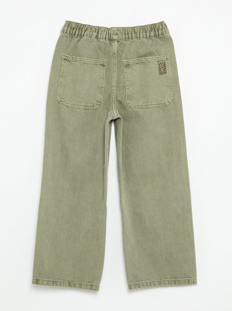 Pantalon large uni Kaki - Kiabi