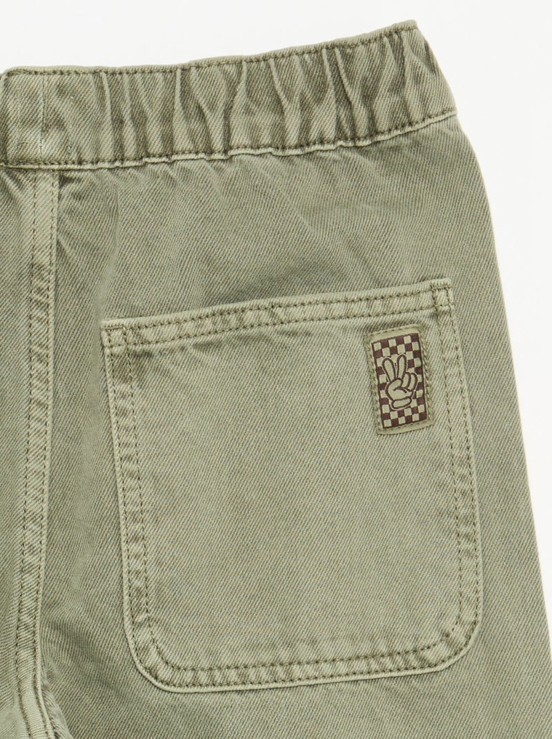 Pantalon large uni Kaki - Kiabi