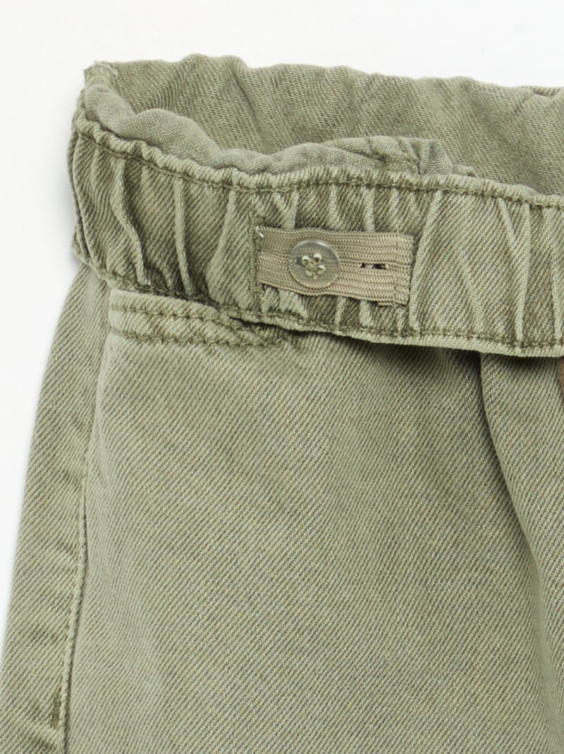 Pantalon large uni Kaki - Kiabi