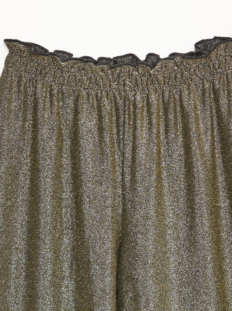 Pantalon large wide leg fit en maille bisou Jaune - Kiabi