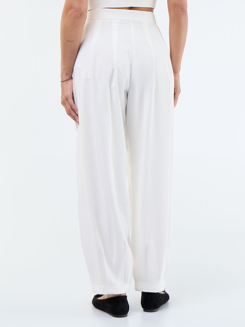 Pantalon léger en twill large Blanc - Kiabi