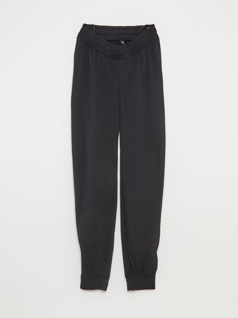Pantalon maille crêpe - collection facile à enfiler Noir - Kiabi