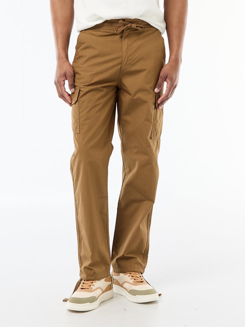 Pantalon multipoche regular fit Marron - Kiabi