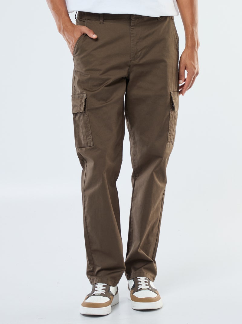 Pantalon multipoches coupe droite Marron - Kiabi