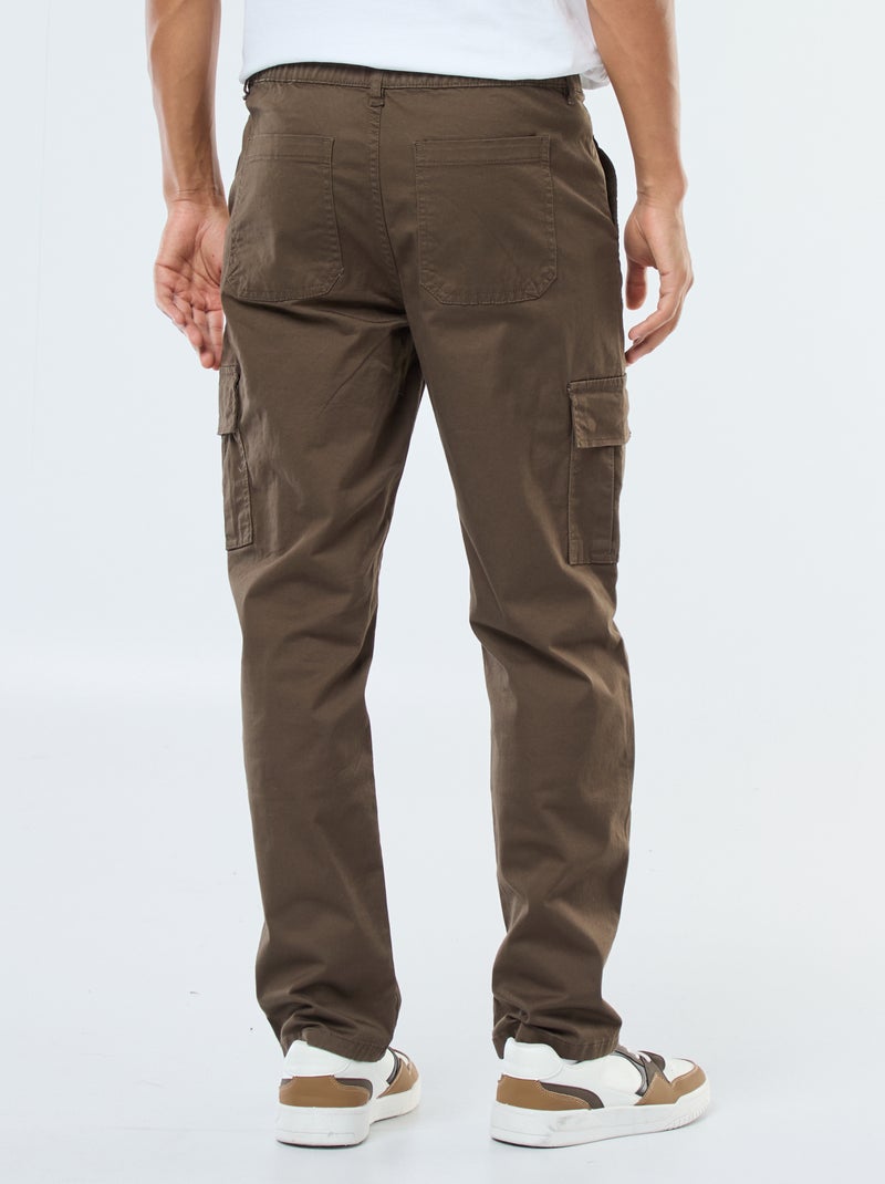 Pantalon multipoches coupe droite Marron - Kiabi