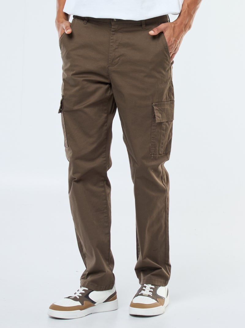 Pantalon multipoches coupe droite Marron - Kiabi