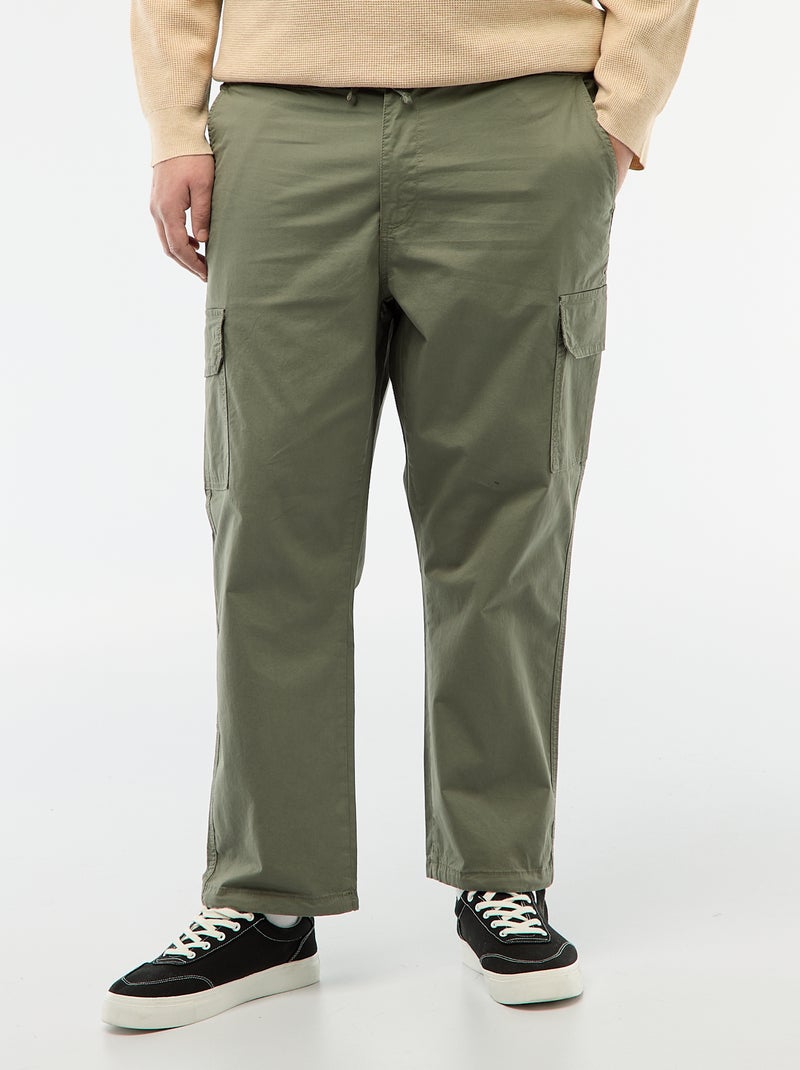 Pantalon multipoches coupe droite / regular fit Vert - Kiabi