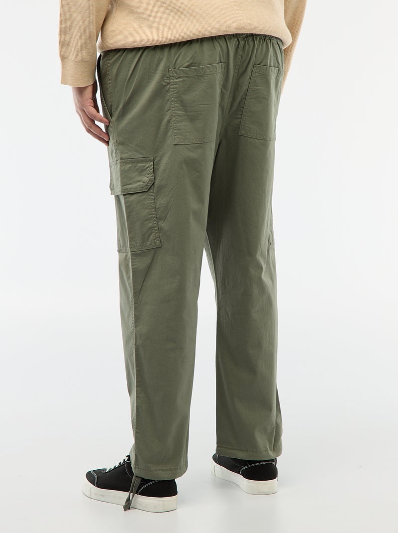 Pantalon multipoches coupe droite / regular fit Vert - Kiabi