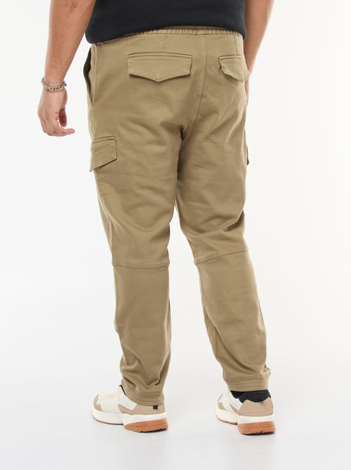Pantalon multipoches uni avec ceinture élastiquée - Kiabi