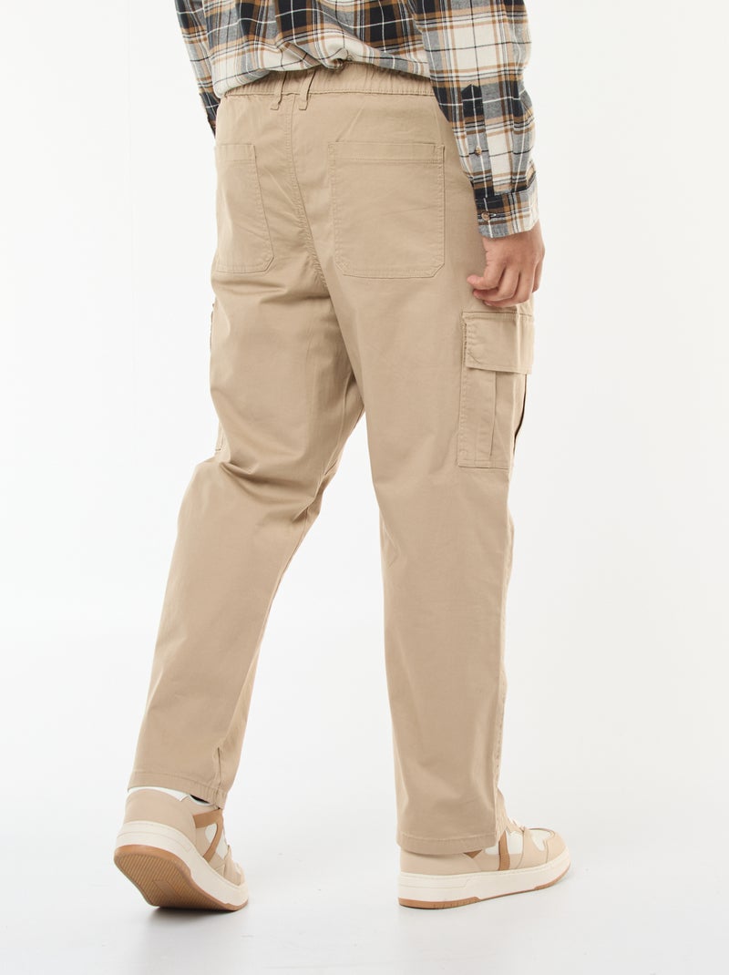 Pantalon multipoches uni avec passant pour ceinture Beige - Kiabi