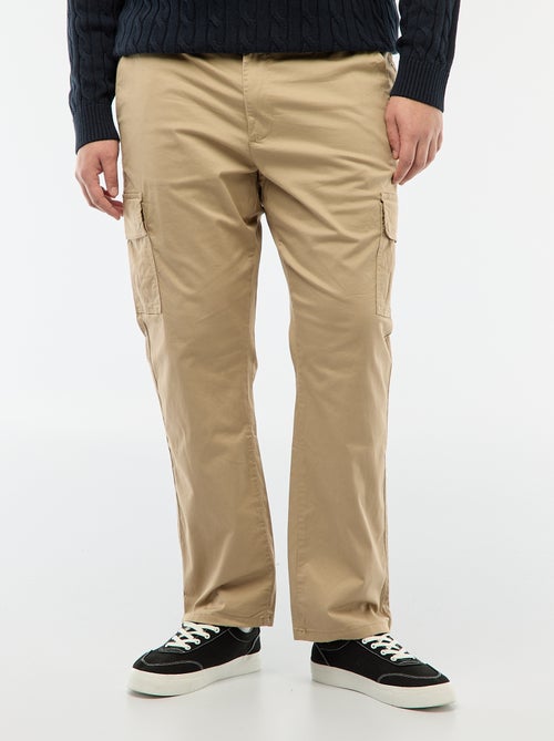 Pantalon multipoches uni avec passant pour ceinture - Kiabi