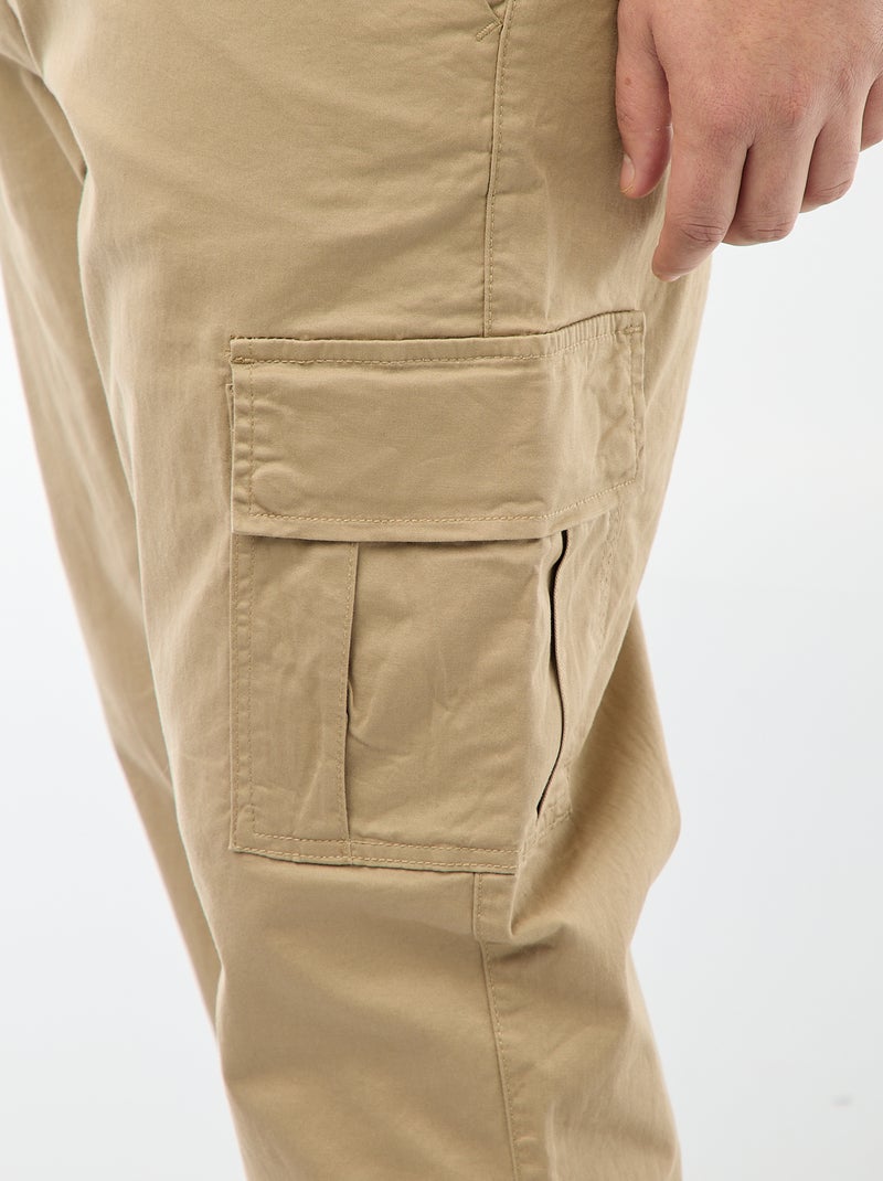 Pantalon multipoches uni avec passant pour ceinture Beige - Kiabi