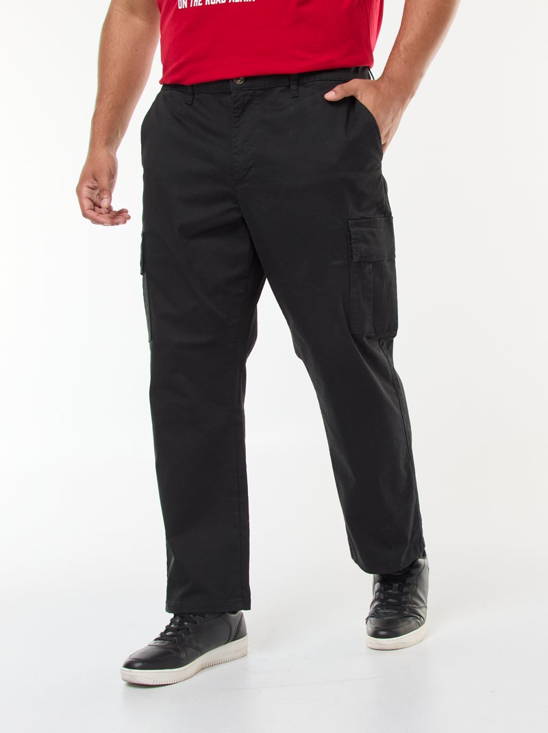 Pantalon multipoches uni avec passant pour ceinture Noir - Kiabi